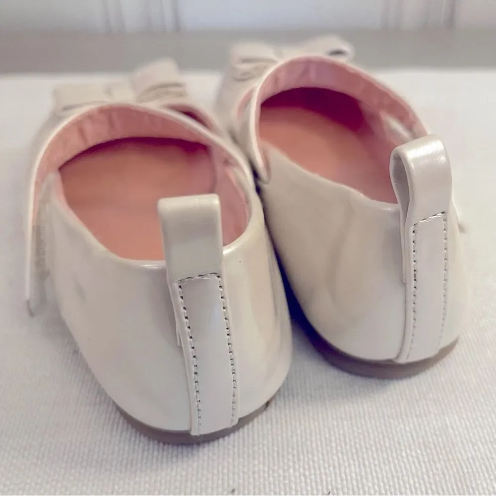 Girls Pearl White Bow Slippers Size‎ 10